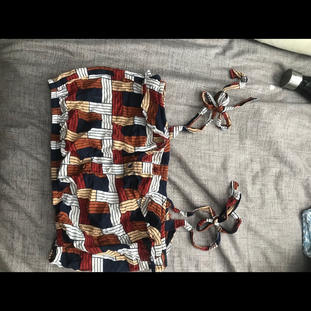 Tie shoulder y2k style button up